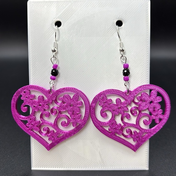 Heart Flower Earrings - Picture 5 of 6